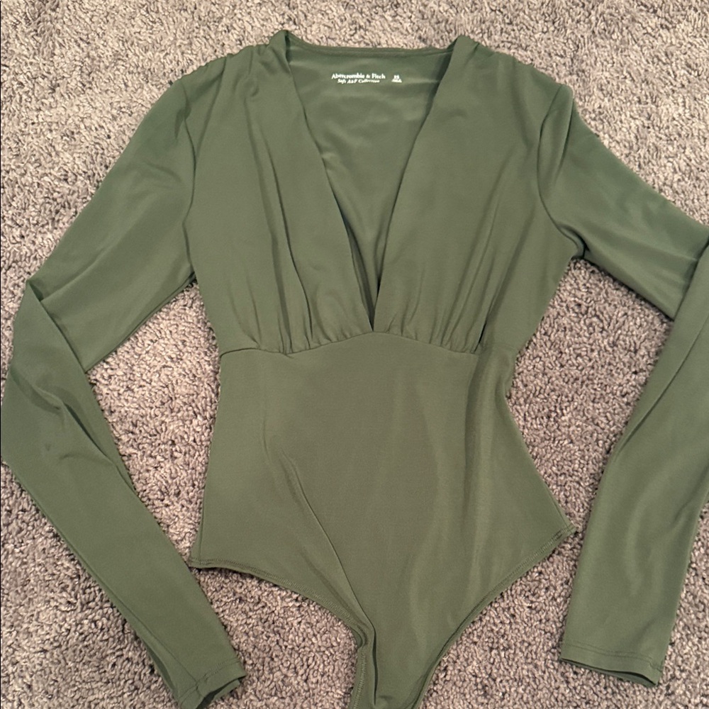 Abercrombie & Fitch Olive Long Sleeve Bodysuit